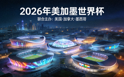 2026年美加墨世界杯概念图 - 多个现代化体育场馆夜景